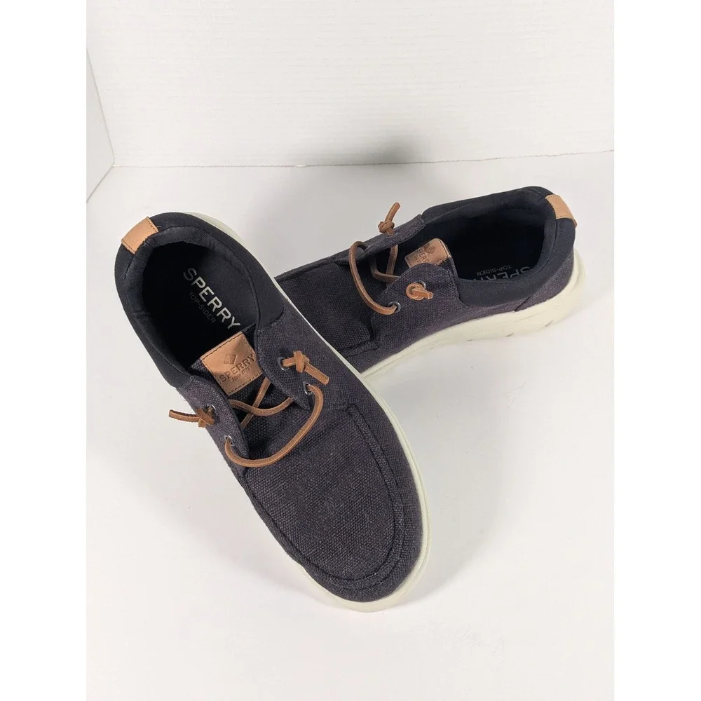 Sperry Top-Sider Mens Boat Shoes Black Textile STS24807 Size 10M Casual Slip On